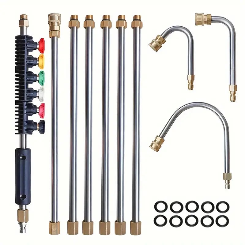 Extendable Pressure Washer Wand Kit 4000 PSI with Angled Nozzle for Gutters Siding Second Story Home Exterior