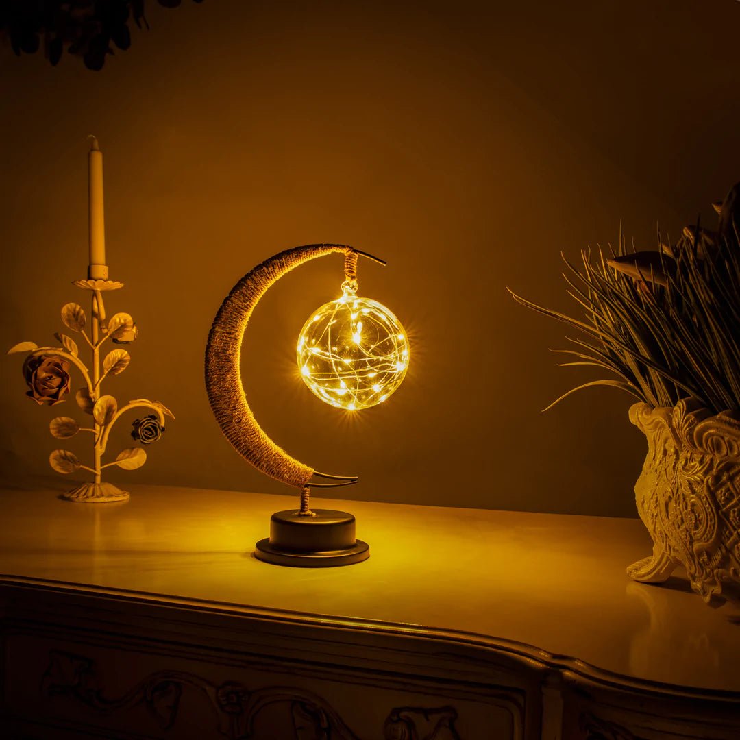 Moon Light Table Lamp – Celestial Night Light with Soft Glow, Battery Operated for Home Decor