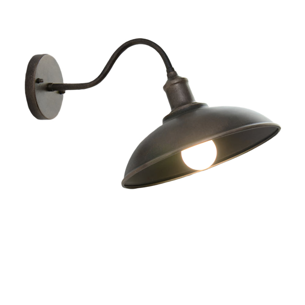Exterior Iron Sconce Fixture 15 in Black Downlight Bowl Shade for Front Door Patio Walkway Farmhouse Vintage