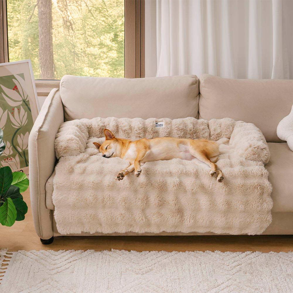 Ultra-Plush Pet Couch Cover & Cushion Mat for Dogs and Cats - Washable Non-Slip Furniture Protector Throw Blanket with Deep Pile Faux Fur