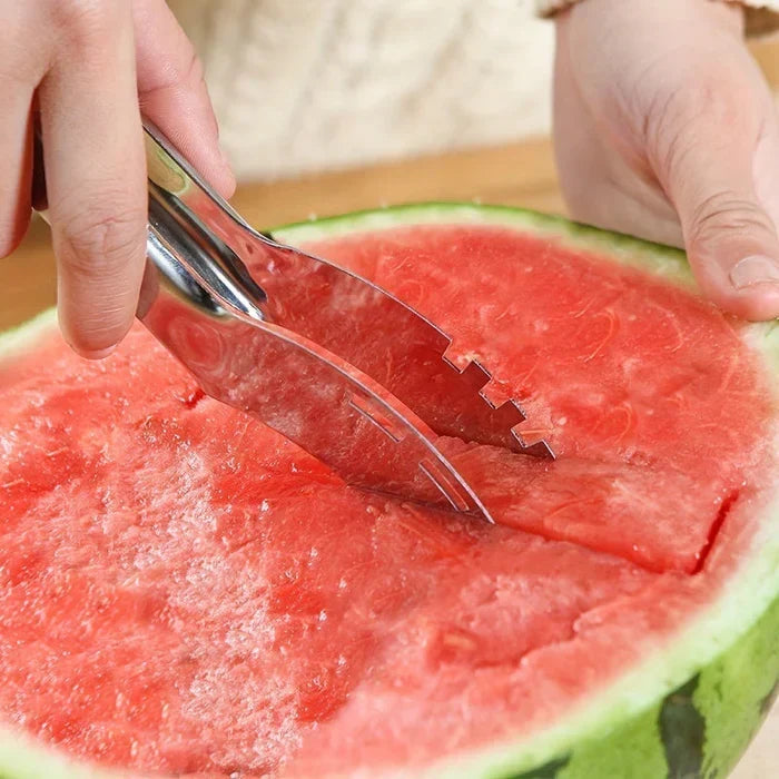 Stainless Steel Fruit Slicer Cutter for Watermelon Cantaloupe Papaya Dragon Fruit Kitchen Tool Fast Serving Prep
