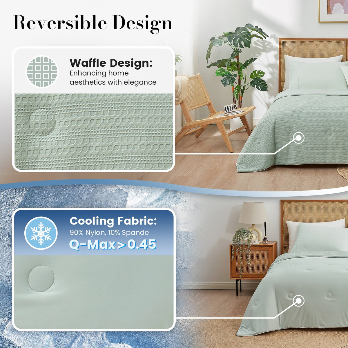 Cozy Bliss | Comforter with Natural Fiber Waffle Design | Lightweight & Eco-Friendly Bedding for Hot Sleepers