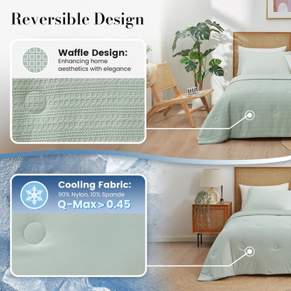 Cozy Bliss | Comforter with Natural Fiber Waffle Design | Lightweight & Eco-Friendly Bedding for Hot Sleepers