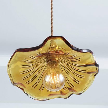 Floral Glass Hanging Fixture with Integrated LED for Dining Rooms & Bedrooms | Overhead Ambient Illumination | Modern Botanical Silhouette C