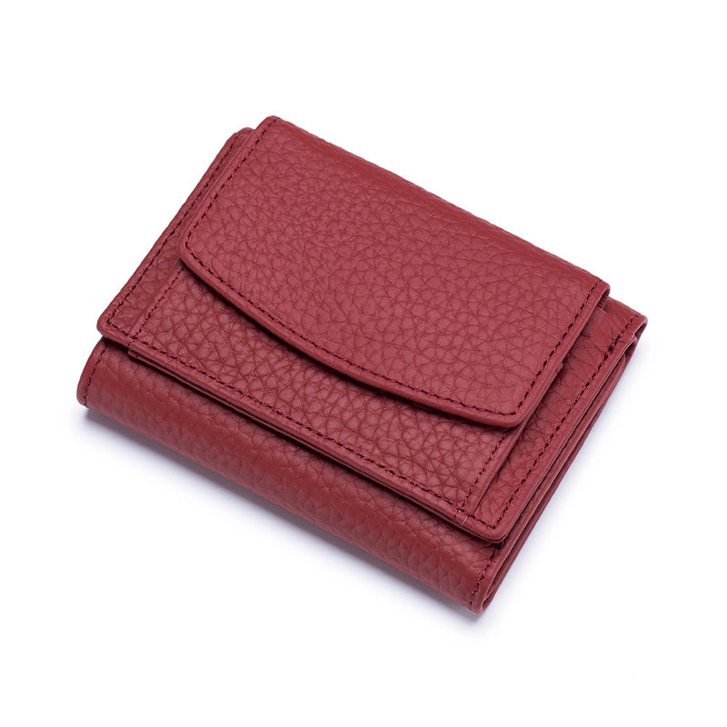 Compact RFID Blocking Leather Wallet for Women – Snap-Close Coin Purse with Card Slots & RFID Shield for Everyday Carry