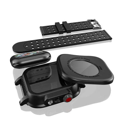 Protective Sport Band & Case Kit for Apple Watch 44mm & 42mm – Silicone Wristband with Snap-On Screen Bumper for Series 6/5/4/SE & Series