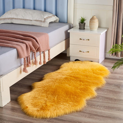 Plush Faux Fur Area Runner 24 × 47 Inches Beige Anti-Slip Backing Hallway Bedroom Entryway Ultra Soft Sheepskin Style Floor Mat for Living R