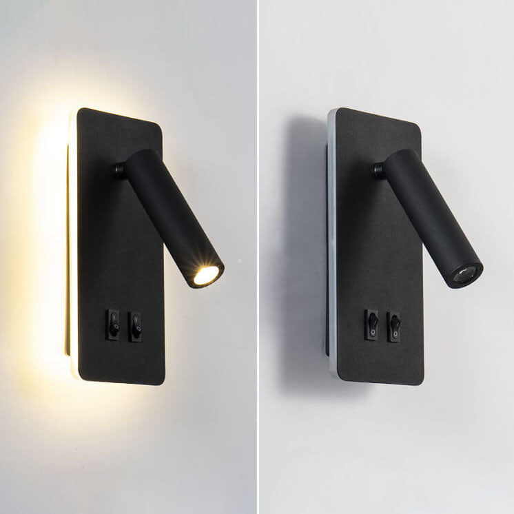 Adjustable LED Reading Sconce 3.3 in Iron Spotlight for Bedroom Hallway Modern Hardwired Task Light Rotatable Arm Wall Fixture Black White