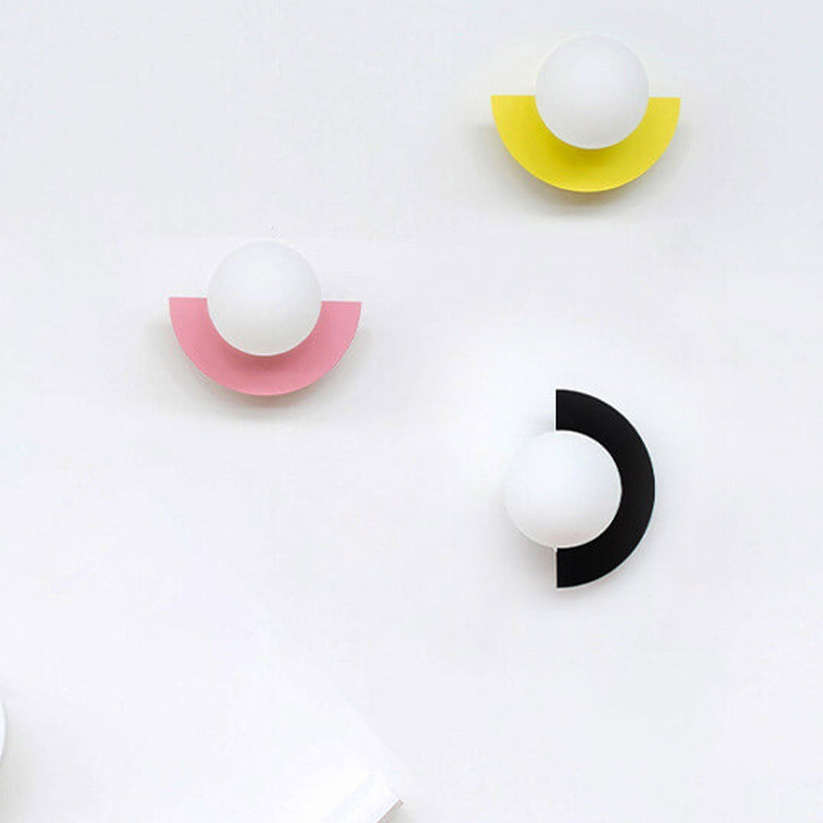 Half-Moon Glass Wall Sconce with Colorful PVC Globe for Living Room & Bedroom | Modern Indoor Accent Lighting Fixture