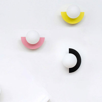 Half-Moon Glass Wall Sconce with Colorful PVC Globe for Living Room & Bedroom | Modern Indoor Accent Lighting Fixture
