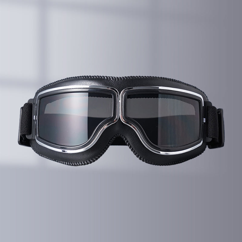 Retro Aviator Motorcycle Goggles with Padded Frame & Adjustable Strap for Men & Women