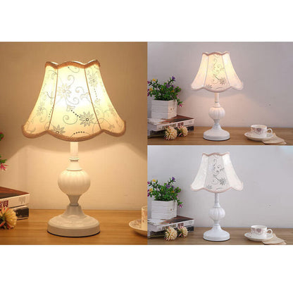 Desk Lamp with Fabric Shade & Metal Base 16.5 Inches High for Bedroom Nightstand Reading Study Room Office Workspace E26 Socket Gold White A