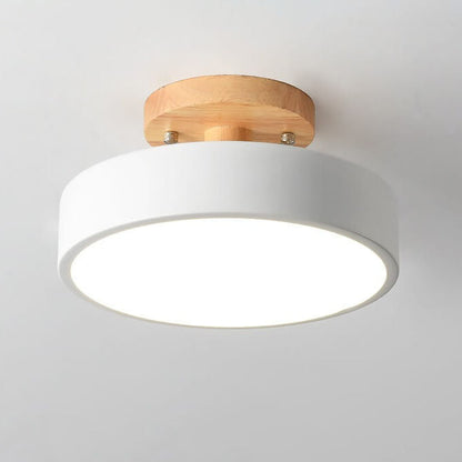 Semi-Flush LED Ceiling Light with Adjustable Color Temperature – Wood & Acrylic Design for Bedroom, Living Room & Hallway