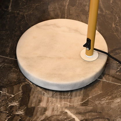 Standing Lamp with Stone Base and Fabric Shade 63 in Tall Natural White Plug-In Light for Bedroom Den Corner Accent Contemporary Home Decor