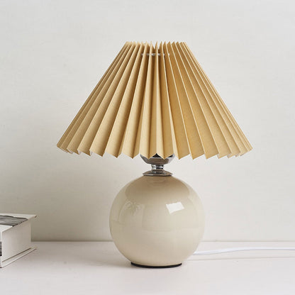 Ceramic Table Lamp with Fabric Shade – Modern Accent Lighting for Bedroom, Living Room & Home Office