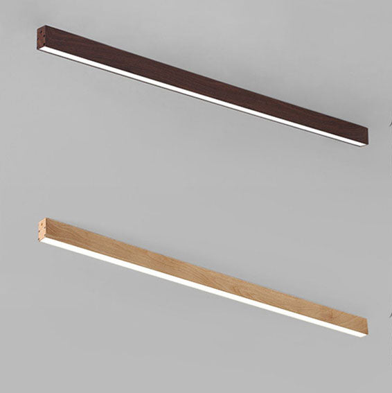 Rectangular Flush Mount LED Fixture 47 Inches Aluminum with Wood Grain Acrylic Diffuser for Dining Room Bedroom Office Natural Warm Minimali
