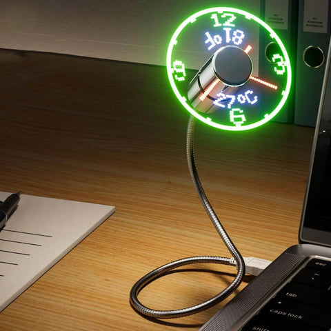 TimeGlow | Clock Fan with Adjustable Airflow & LED Display | USB-Powered for Instant Cooling