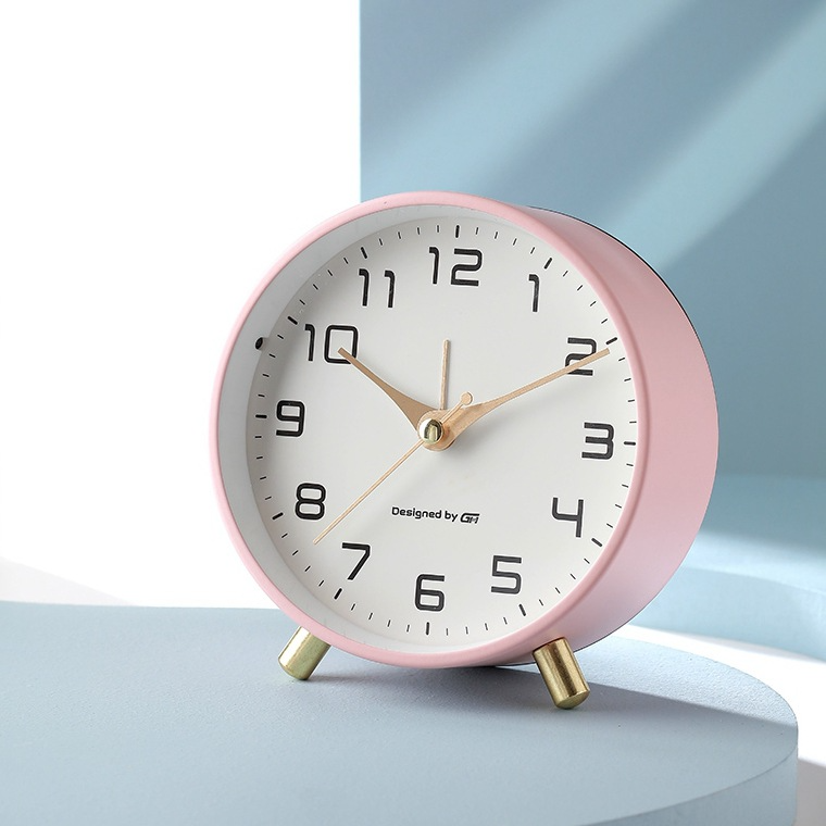 Quiet Desk Clock with Glass Face and Metal Frame for Bedroom Nightstand Office Study Reading Nook Den Guest Room Apartment Dorm Small Space