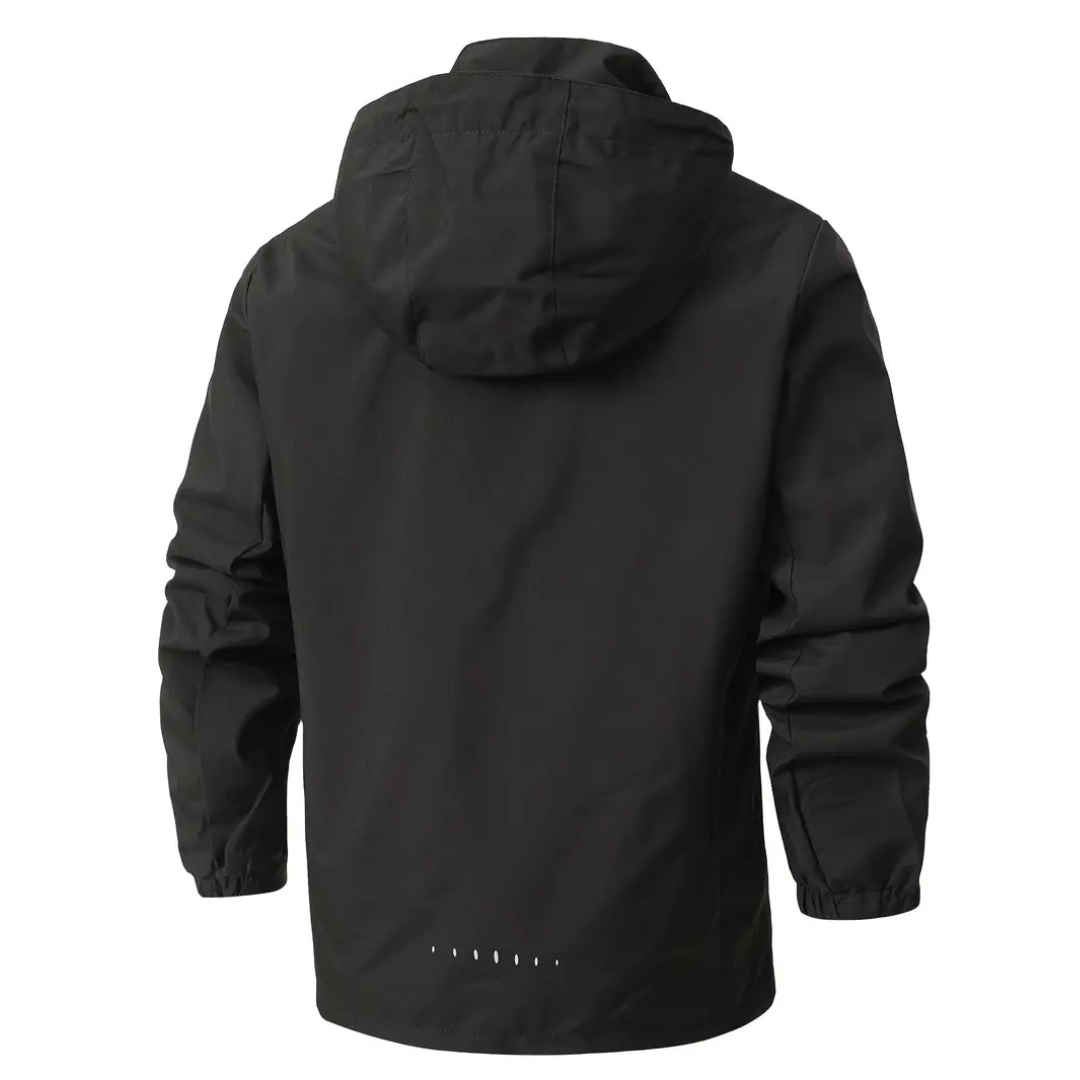 Lightweight Zip-Front Rain Jacket with Hood – Breathable Weather Shell for Men