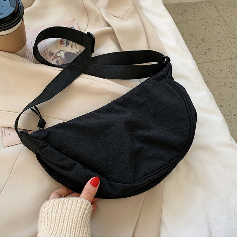 Curved Shoulder Bag for Women – Soft PU Leather Crossbody Purse with Adjustable Strap for Everyday Wear & Travel