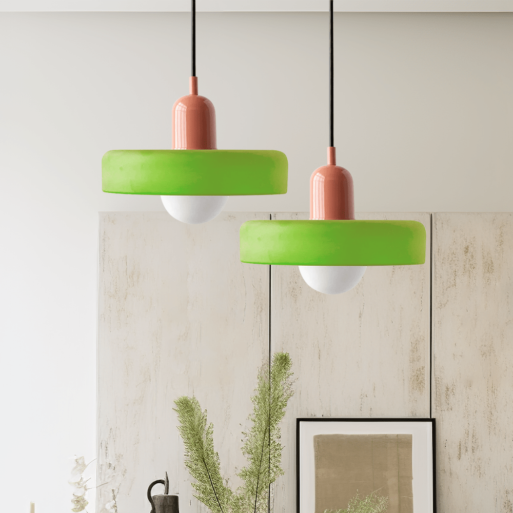 Art Glass Dome Pendant Light Fixture with Adjustable Cord for Kitchen Island Dining Room Bedroom | Modern Round Ceiling Hanging Lamp