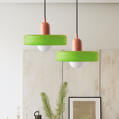 Glass Pendant Light with Adjustable Cord & Warm Glow – Modern Geometric Hanging Fixture for Dining Room & Living Room Decor