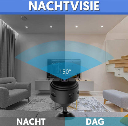 Compact WiFi Monitoring Camera 1080P HD 150° View Infrared Night Vision Rechargeable Indoor Surveillance Cam for Home Office Nursery Bedroom