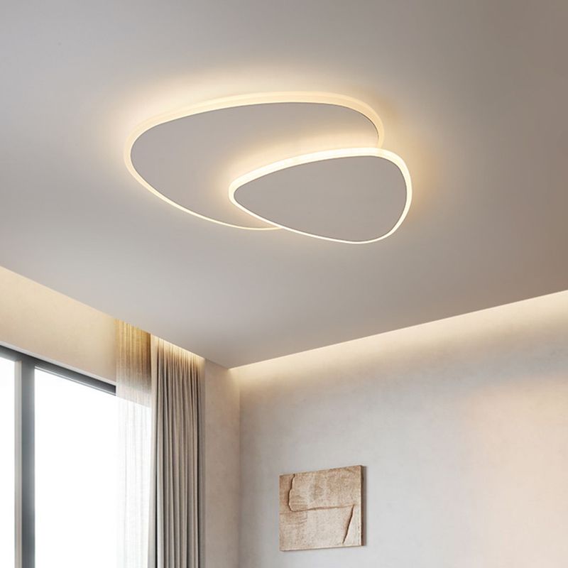 Modern Triangle LED Ceiling Light White Flush Mount for Bedroom Living Room Hallway Dimmable 3 Color Temperatures 16-20 Inch