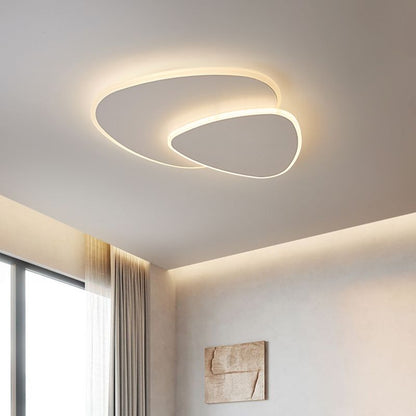 Modern Triangle LED Ceiling Light White Flush Mount for Bedroom Living Room Hallway Dimmable 3 Color Temperatures 16-20 Inch