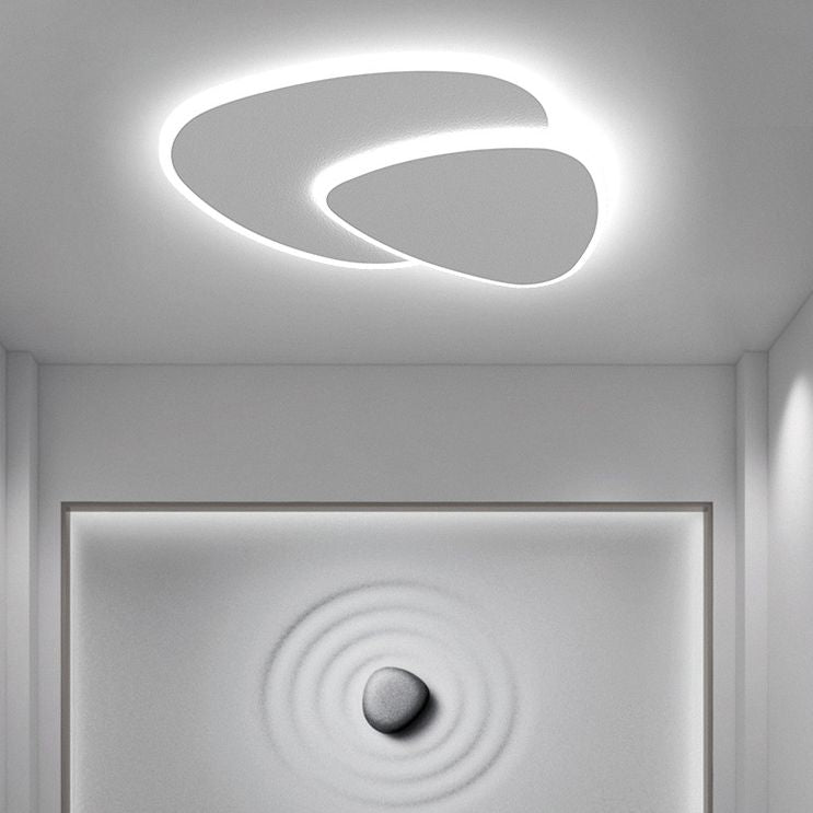 Modern Triangle LED Ceiling Light White Flush Mount for Bedroom Living Room Hallway Dimmable 3 Color Temperatures 16-20 Inch