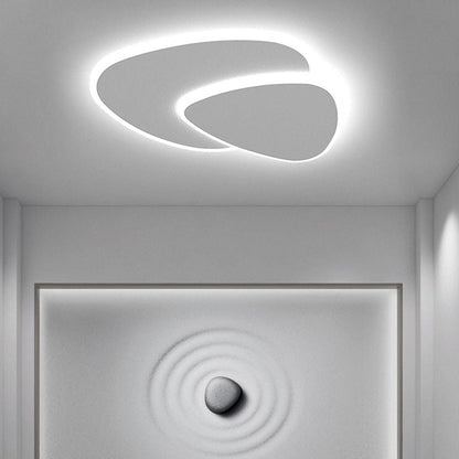 Modern Triangle LED Ceiling Light White Flush Mount for Bedroom Living Room Hallway Dimmable 3 Color Temperatures 16-20 Inch