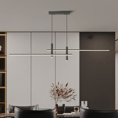 Linear Track Pendant Light Metal 2-Spotlight Bar Adjustable Modern Suspended Fixture for Kitchen Island Dining Living Room