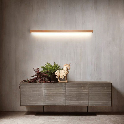 Rectangular Wood LED Wall Sconce with Acrylic Shade for Bedroom & Living Room | Modern Minimalist Mirror Light