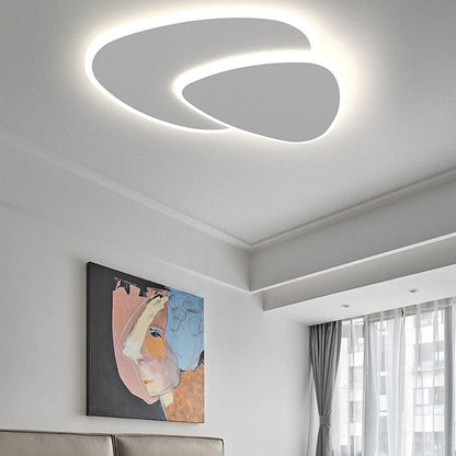 Modern Triangle LED Ceiling Light White Flush Mount for Bedroom Living Room Hallway Dimmable 3 Color Temperatures 16-20 Inch