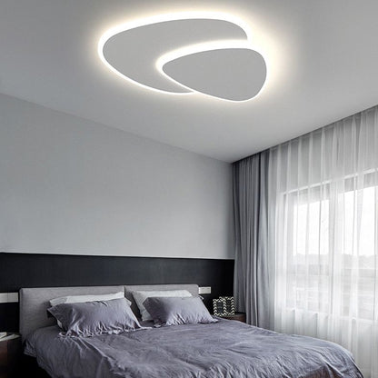 Modern Triangle LED Ceiling Light White Flush Mount for Bedroom Living Room Hallway Dimmable 3 Color Temperatures 16-20 Inch