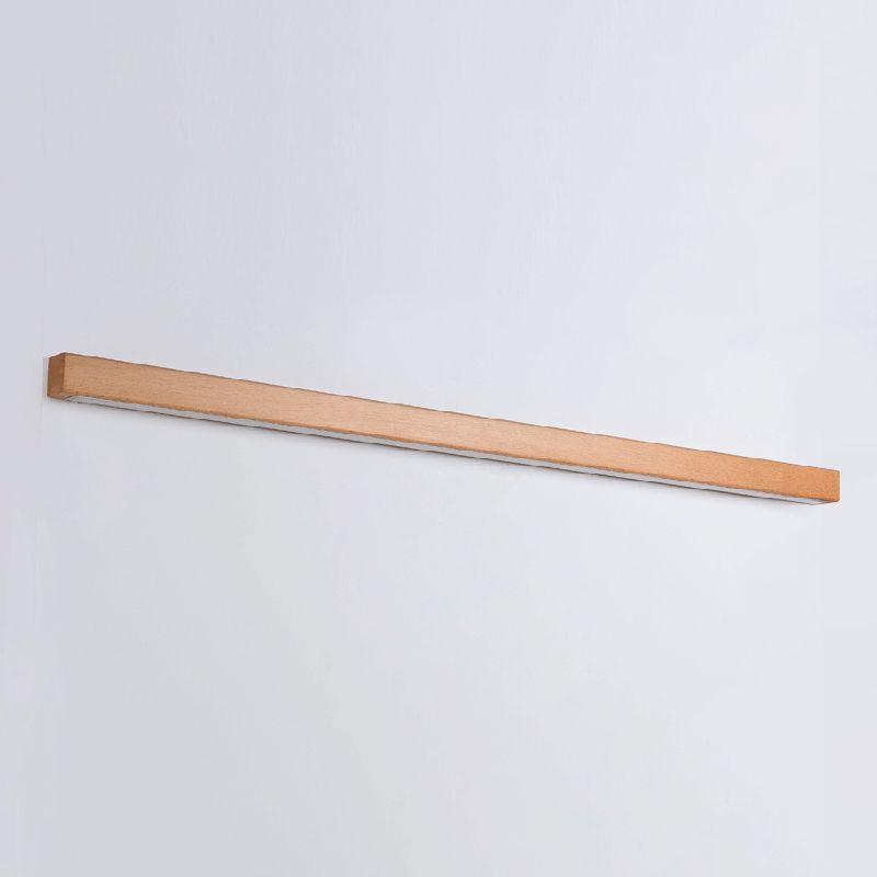 Rectangular Wood LED Wall Sconce with Acrylic Shade for Bedroom & Living Room | Modern Minimalist Mirror Light