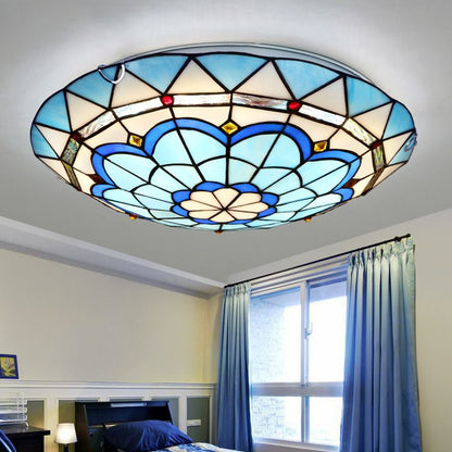 Colorful Glass Semicircle Flush Mount Ceiling Light for Living Room & Bedroom | Modern Artistic Overhead Lighting Fixture
