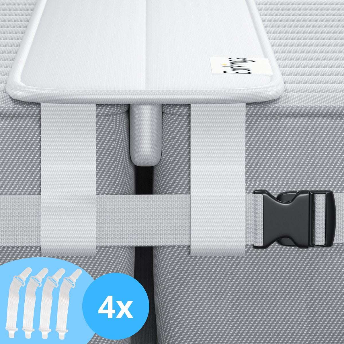 Foam Bed Bridge for Split Mattresses 79 in Twin King Converter White Gap Eliminator Anti-Slip Strap Couples Bedroom Sleep Surface Stabilizer