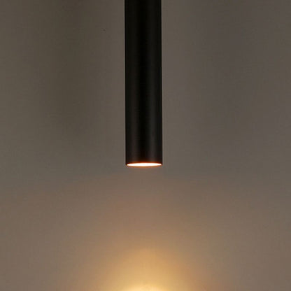 Cylindrical Metal Pendant Light Black Adjustable Drop Modern Hanging Fixture for Dining Room Kitchen Island Living Space