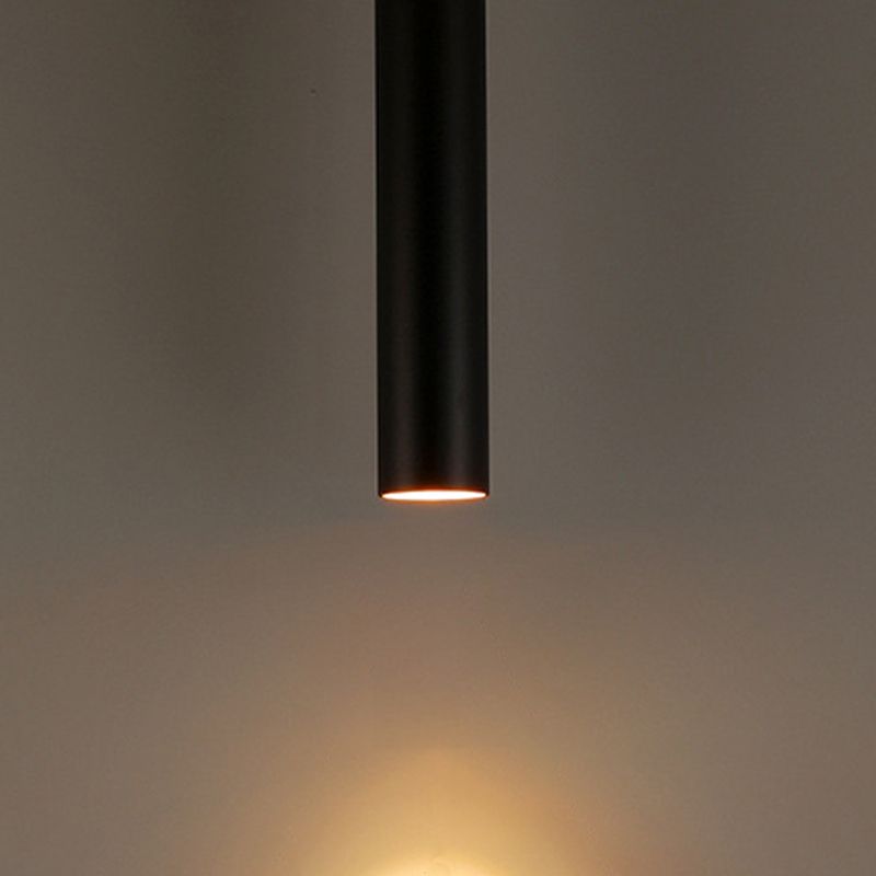 Cylindrical Metal Pendant Light Black Adjustable Drop Modern Hanging Fixture for Dining Room Kitchen Island Living Space