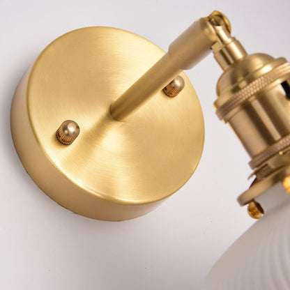 Ceramic Wall Sconce with Geometric Metal Mount – White Hardwired Fixture for Bedroom, Hallway & Bath