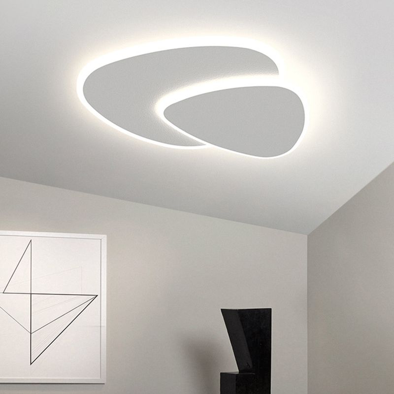 Modern Triangle LED Ceiling Light White Flush Mount for Bedroom Living Room Hallway Dimmable 3 Color Temperatures 16-20 Inch