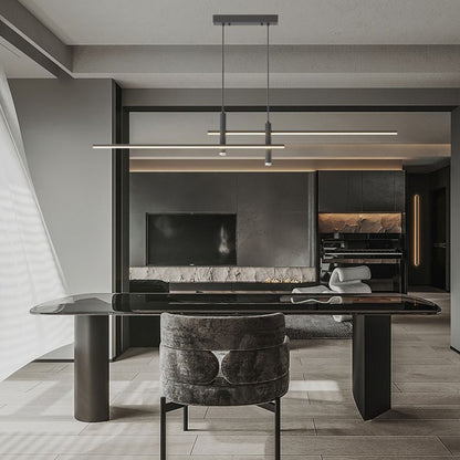 Linear Track Pendant Light Metal 2-Spotlight Bar Adjustable Modern Suspended Fixture for Kitchen Island Dining Living Room