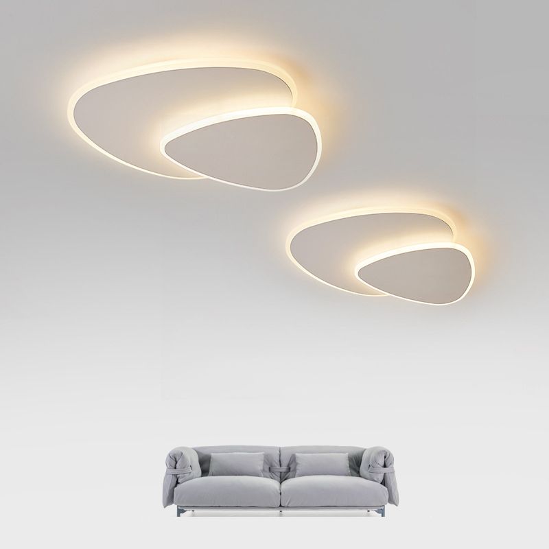 Modern Triangle LED Ceiling Light White Flush Mount for Bedroom Living Room Hallway Dimmable 3 Color Temperatures 16-20 Inch