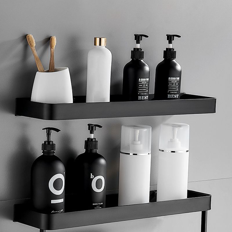 Modern Matt Black Bathroom Set | Stainless Steel Bath Rack with Versatile Shelves for Organized Storage