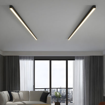 Linear LED Flush Mount Ceiling Light 47-inch Black Fixture for Bedroom Living Room Hallway Contemporary Minimalist Home Lighting