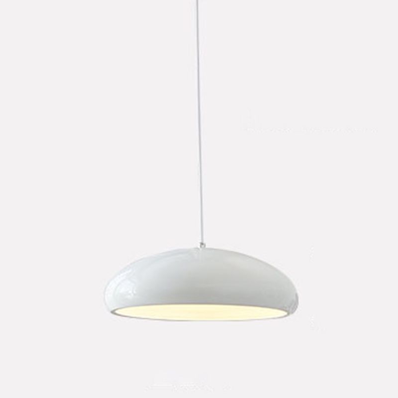 Metal Dome Pendant Light for Dining Room & Kitchen Island, Adjustable Hanging Ceiling Fixture with Curved Shade, Modern LED Bulb