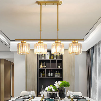 Hanging Fixture with Clear Glass Globes – 3 or 4 Bulb Multi-Head Suspension – Height Adjustable 14-28 in – Black or Gold Metal Frame for Kit