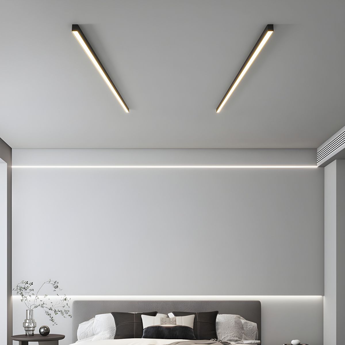 Linear LED Flush Mount Ceiling Light 47-inch Black Fixture for Bedroom Living Room Hallway Contemporary Minimalist Home Lighting
