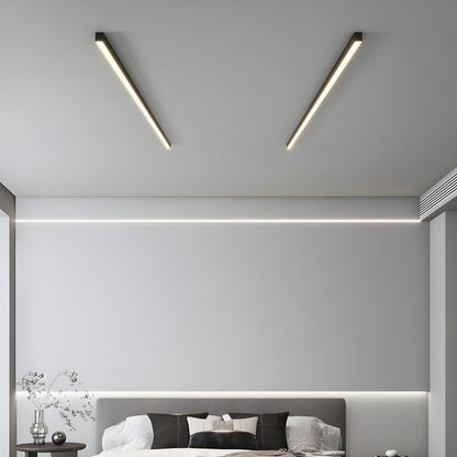 Linear LED Flush Mount Ceiling Light 47-inch Black Fixture for Bedroom Living Room Hallway Contemporary Minimalist Home Lighting